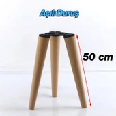 Ahşap Sehpa 3'lü Ayak Takımı 50 cm Zigon Puf Tabure Ayağı Masa Ayakları 50 cm Bağlantı Aparatı Dahil - 4