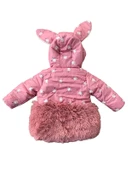 Trend Tavşan Detaylı Baskılı Fiyonk Kulaklı Fermuar Kapüşonlu Kışlık İçi Peluş Kız Bebek Mont Şişme - 6