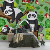 Panda Temalı Çocuk Odası Duvar Kağıdı Baskı - 4