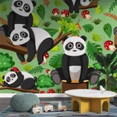 Panda Temalı Çocuk Odası Duvar Kağıdı Baskı - 3