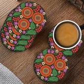 Valerine Life Kırmızı Papatyalı Yıkanabilir Kaydırmaz Ofis Çay ve Fincan Bardak Altlığı 10x10cm 6 Adet - 3