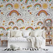 Bulut-Gökkuşağı Temalı Duvar Kağıdı Baskı thumbnail 4