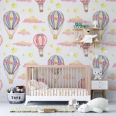 Uçan Balon Temalı Çocuk Odası Duvar Kağıdı Baskı thumbnail 3