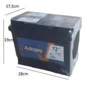Autopro (İNCİ AKÜ GÜVENCESİYLE)  12V 72Ah (580AEN) - 3