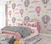 Uçan Balon Temalı Çocuk Odası Duvar Kağıdı Baskı thumbnail 2