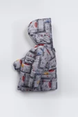 Araba ve Kamyon Figürlü Baskılı İç Astarı Polarlı Kapüşonu Kışlık İçi Peluş Erkek Bebek Mont Şişme - 3