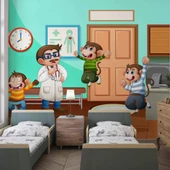 Doktor ve Maymun Desenli Çocuk Oyun Odası Duvar Kağıdı Baskı - 1