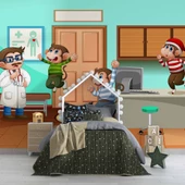 Doktor ve Maymun Desenli Çocuk Oyun Odası Duvar Kağıdı Baskı - 4
