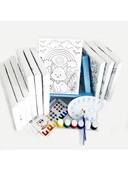 10'lu Erkek Çocuk Ressam Seti 10 Adet 20 x 30 cm Önçizimli Tuval 2 Adet Fırça Palet Boya & Şövale - 2