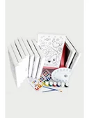 10'lu Kız Çocuk Ressam Seti 10 Adet 20 x 30 cm Önçizimli Tuval 2 Adet Fırça Palet Boya & Şövale - 2