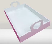 Hobi ERC Kalp Kulplu Tepsi 90404 MODEL Ahşap MDF Parlak Beyaz lake Boya El Yapımı - 2