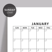 Amerikan Standardı Zamansız Yıllık Planlayıcı Takvim, Pazar Günü Başlangıçlı, Sürekli Takvim, Tarihsiz Yıllık Planlayıcı thumbnail 3