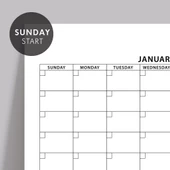 Amerikan Standardı Zamansız Yıllık Planlayıcı Takvim, Pazar Günü Başlangıçlı, Sürekli Takvim, Tarihsiz Yıllık Planlayıcı thumbnail 3