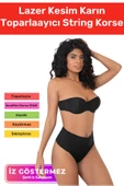 Özel Üretim İz Göstermeyen Kaymaz Sıkılaştırıcı Kadın Lazer Kesim Karın Toparlaayıcı String Korse thumbnail 1