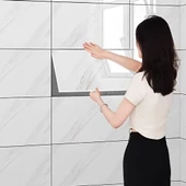 Beyaz Mermer Desenli Alüminyum Plastik Duvar Sticker - 1