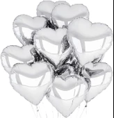 Metalize Parlak Gümüş Kalp Şekilli Uçan Balon Folyo 18 inç 45 cm 10 Adet - 1