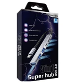 5in1 Metal USB Hub – Yüksek Hızlı Çoklayıcı, 5 Bağlantı Noktalı, Dayanıklı ve Taşınabilir Tasarım - 3
