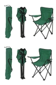 EXENT 4'LÜ Rejisör Kamp Sandalyesi Katlanır Çantalı Piknik, Plaj, Balıkçı Sandalyesi-Yeşil thumbnail 3