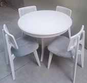 Masa Kutu Sandalye Zia Takım MODEL 90405 Kayın Parlak Beyaz lake El Yapımı - 7