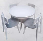 Masa Kutu Sandalye Zia Takım MODEL 90405 Kayın Parlak Beyaz lake El Yapımı - 2