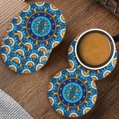 Valerine Life Kutsal Geometri Mandala Desenli Yıkanabilir Kaydırmaz Ofis Çay ve Fincan Bardak Altlığı 10x10cm 6 Adet - 3
