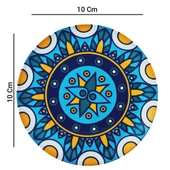 Valerine Life Kutsal Geometri Mandala Desenli Yıkanabilir Kaydırmaz Ofis Çay ve Fincan Bardak Altlığı 10x10cm 6 Adet - 2