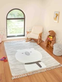 Bercario Kids 9272 Ayıcıklı Hayvan Figürlü Dokuma Çocuk Odası Yumuşak Bebek Odası Halısı - 1