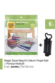 Magic Saver Bag 6lı Jumbo Vakumlu Poşet Set+Pompa Hediyeli - 1