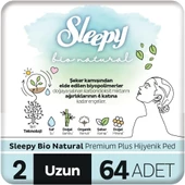 Sleepy Bio Natural Premium Plus Günlük Ped Uzun 64'lü - 1