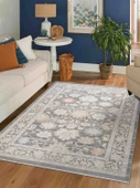 Rustik 2223 Klasik Vintage Salon Gri Country Mutfak Halısı Tozumaz Yumuşak Makine Halısı - 1