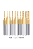 Titanyum Kaplı Tungsten Çelik CNC Freze PCB Kesici 0,5 - 3,175mm - 1