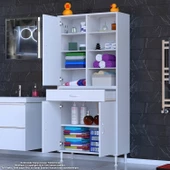 Modilayn AFRA 75x173x32,5 cm 1 Çekmece 3 Kapak 7 Raf 10 Bölme Çok Amaçlı Banyo & Mutfak Dolabı  thumbnail 3