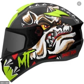Mt Targo Crazydog V14 Flo Yellow Kask Siyah Vizörlüdür - 1