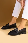 Pembe Potin Parlak Taş Detaylı Rahat Kalıp Kadın Loafer Ayakkabı 001-5004-24 - 1