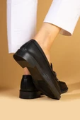 Pembe Potin Parlak Taş Detaylı Rahat Kalıp Kadın Loafer Ayakkabı 001-5004-24 - 3
