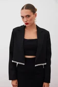 Aksesuarlı Kısa Ceket - SİYAH - 6