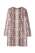 Leopar Desenli Omuzlar Vatkalı Mini Elbise Kahverengi - 5
