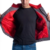 Şensel, Kapitoneli Mont, Gri-Kırmızı -91E2286- İş Montu - 4