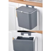 Piev Mutfak Tezgah Üstü Dolap Askılı Kapaklı 15 Lt Çöp Kovası Gri - 3