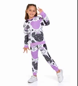 Triliya-Kız Çocuk Dijital Baskı Mevsimlik Eşofman Takımı- 3-10 Yaş - 3