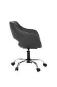 markadizayn Krom Metal Ayaklı Ofis Çocuk Odası Çalışma Sandalyesi (ayarlanilabilir) DERİ CİERVO - 3