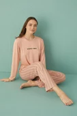 Gd Goldoremi 50902-26 Kadın Çizgili Milan Kumaş Uzun Kol Pijama Takım - 2