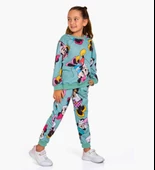 Triliya-Kız Çocuk Dijital Baskı Mevsimlik Eşofman Takımı- 3-10 Yaş - 2