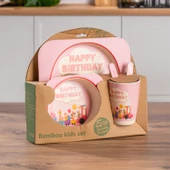 PORSIMA 233 Figürlü Mama Seti Bebek Mama Tabağı Bambu Mama Seti Yemek Mama Seti Çocuk Yemek Seti - Takımı - 2