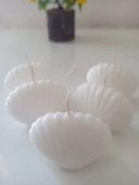 qosrix 5'li Beyaz Mini Istiridye Deniz Kabuğu 1. Kalite Soya Doğal Vanilya Kokulu Mum Dekoratif - 2