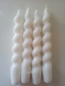 qosrix 4'lü Beyaz Italyan Burgulu Şamdan Soya Mumu Doğal Kokulu Uzun Çubuk Konik Burgu Mum Spiral Dekoratif thumbnail 1