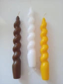 qosrix 3'lü Çok 3 Renkli Italyan Burgulu Şamdan Soya Mumu Doğal Kokulu Uzun Çubuk Konik Burgu Spiral Mum thumbnail 1