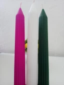 qosrix 3'lü Çok 3 Renkli Şamdan Mumu 1. Kalite Soya Doğal Kahve Kokulu Uzun Çubuk Konik Mum Dekoratif thumbnail 2