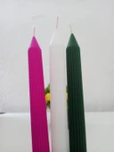 qosrix 3'lü Çok 3 Renkli Şamdan Mumu 1. Kalite Soya Doğal Kahve Kokulu Uzun Çubuk Konik Mum Dekoratif thumbnail 1