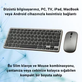 Coofbe Premium 2.4G Kablosuz Bluetooth Klavye Mouse Seti Şarj Edilebilir Telefon Tablet Laptop Klavye Seti - 4